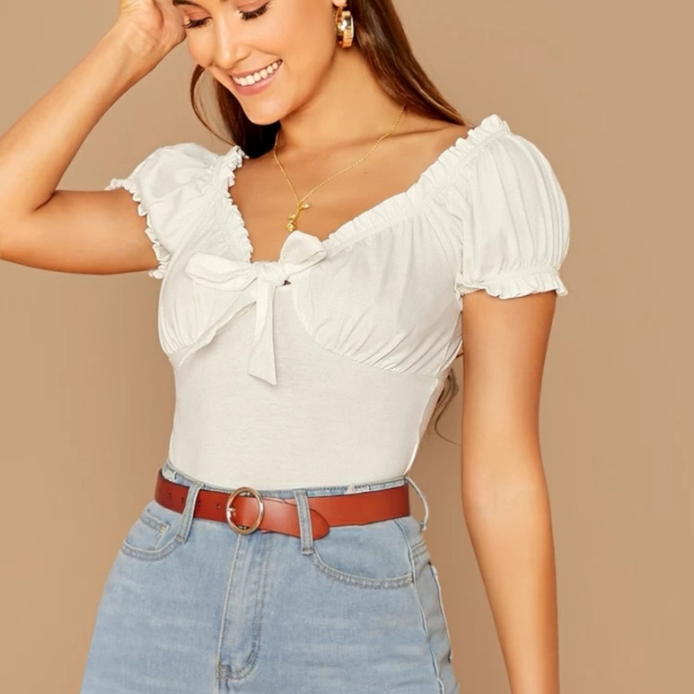 Tie Neck Frill Top
